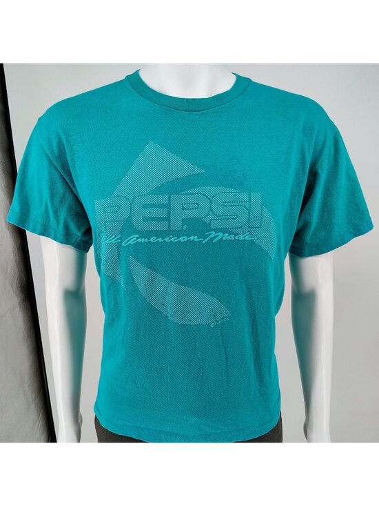 Vintage 1980s Pepsi Apparel America "All American Made" Raised Print T-Shirt (L)